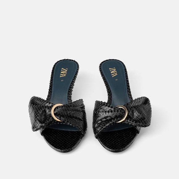 NWT Zara Textured Leather Blue Collection Sandals - Picture 4 of 6